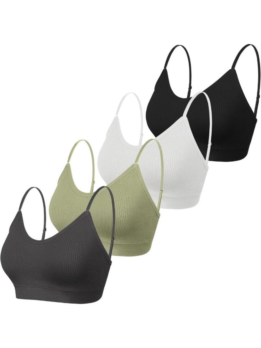 4 Pack Cami Bralettes for Women - Soft Spaghetti Strap Sleep Bras, Comfortable
